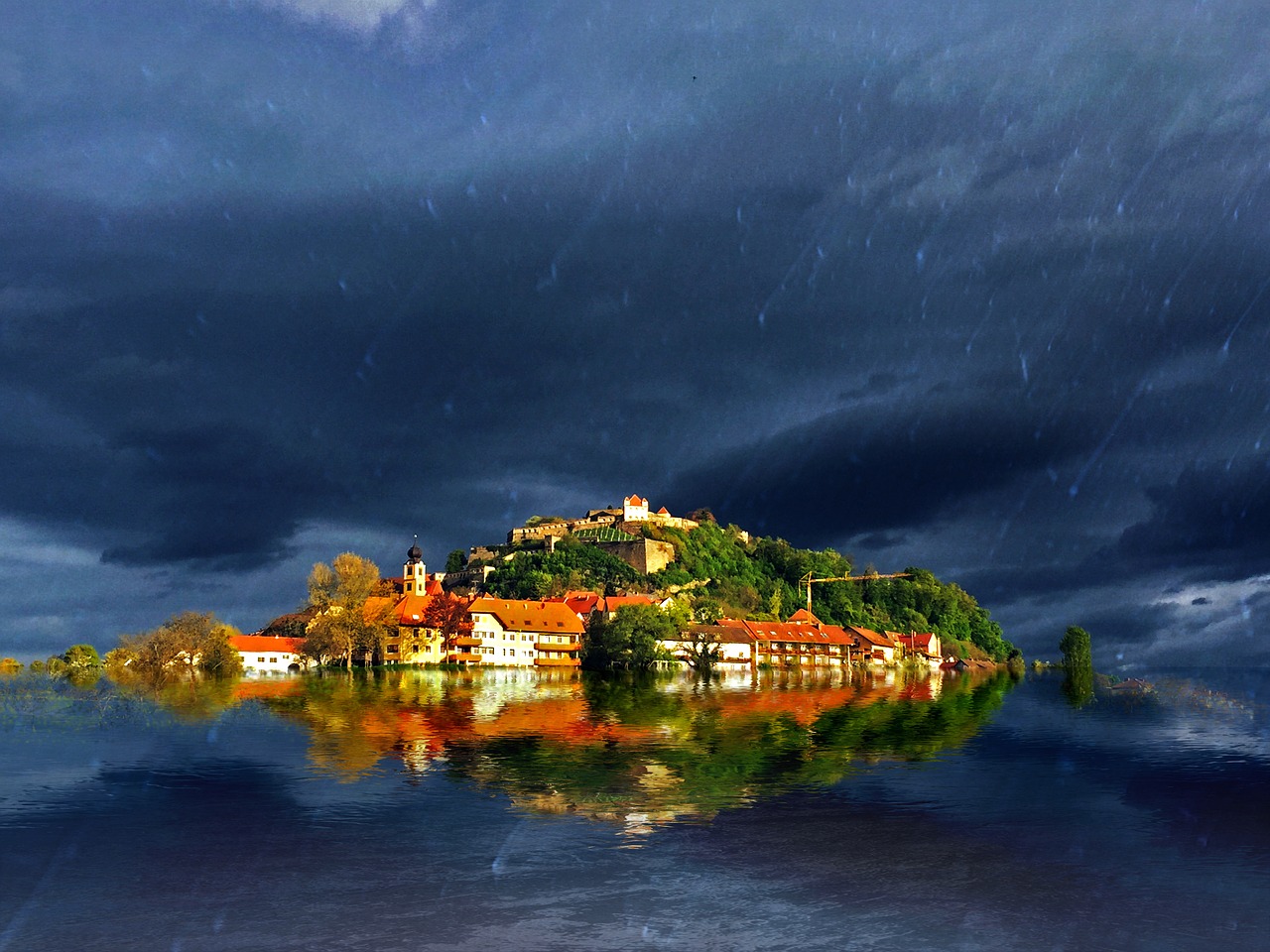 Image - rain riegersburg dark styria sky