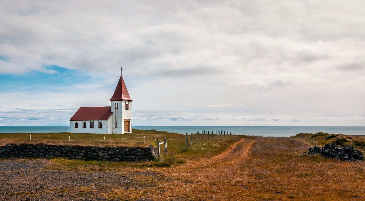 Image - church sea iceland mood autumn