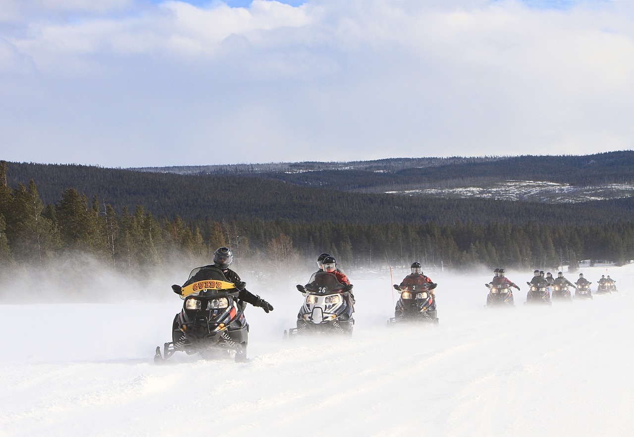 Image - snowmobiles snow path road