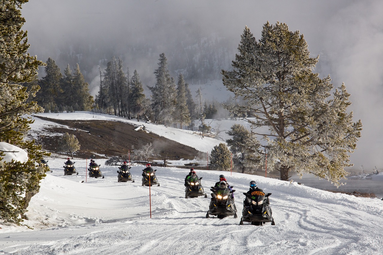 Image - snowmobiles snow path road