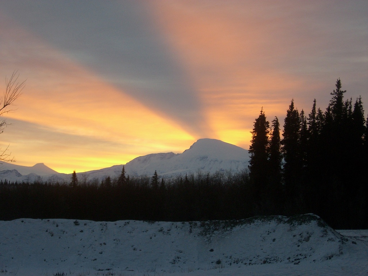 Image - sunset landscape mountain winter