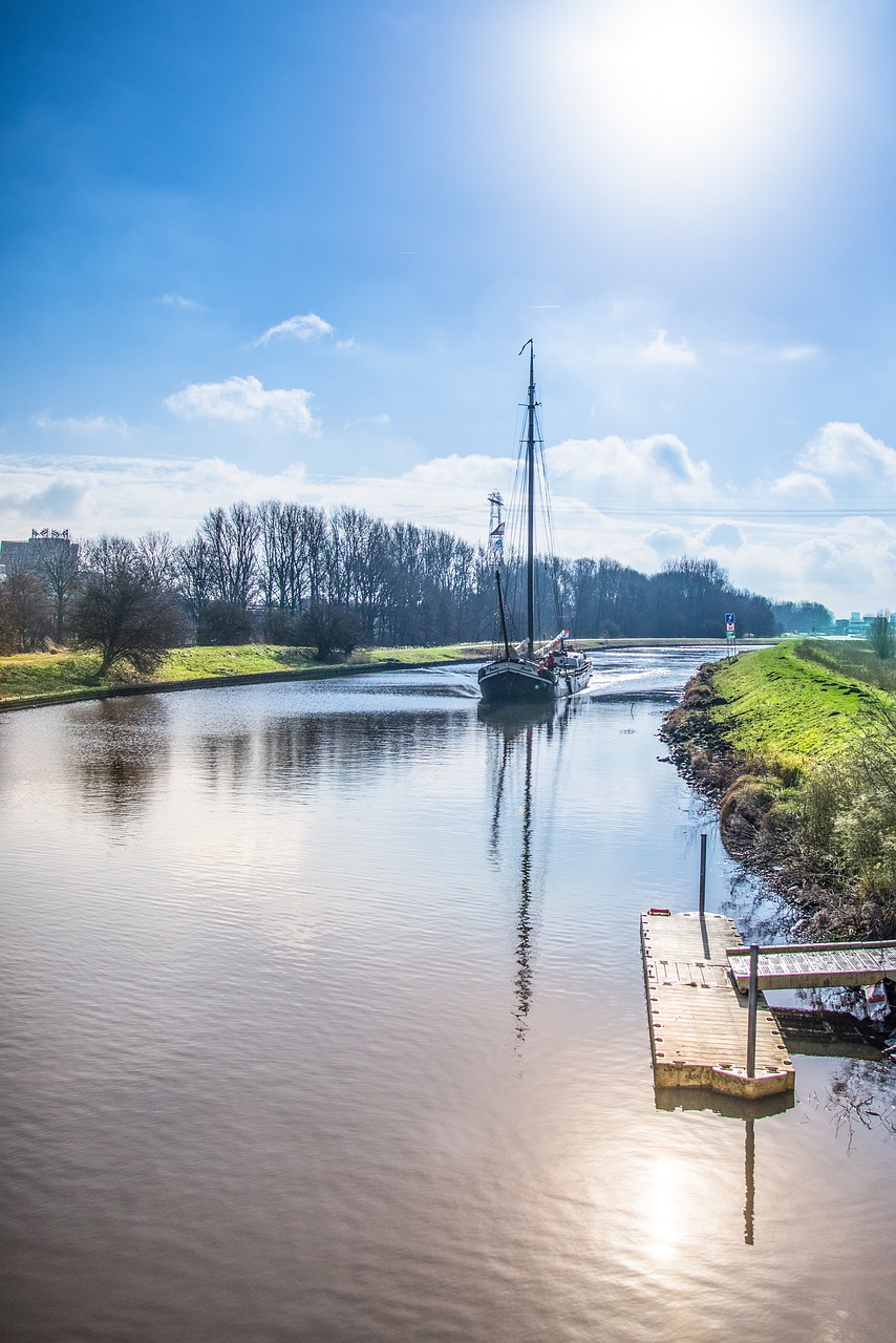 Image - boat sailing canal sail ship sun