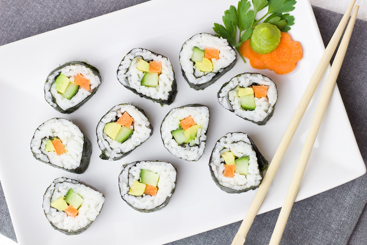 Image - sushi vegetarian vegetables rice