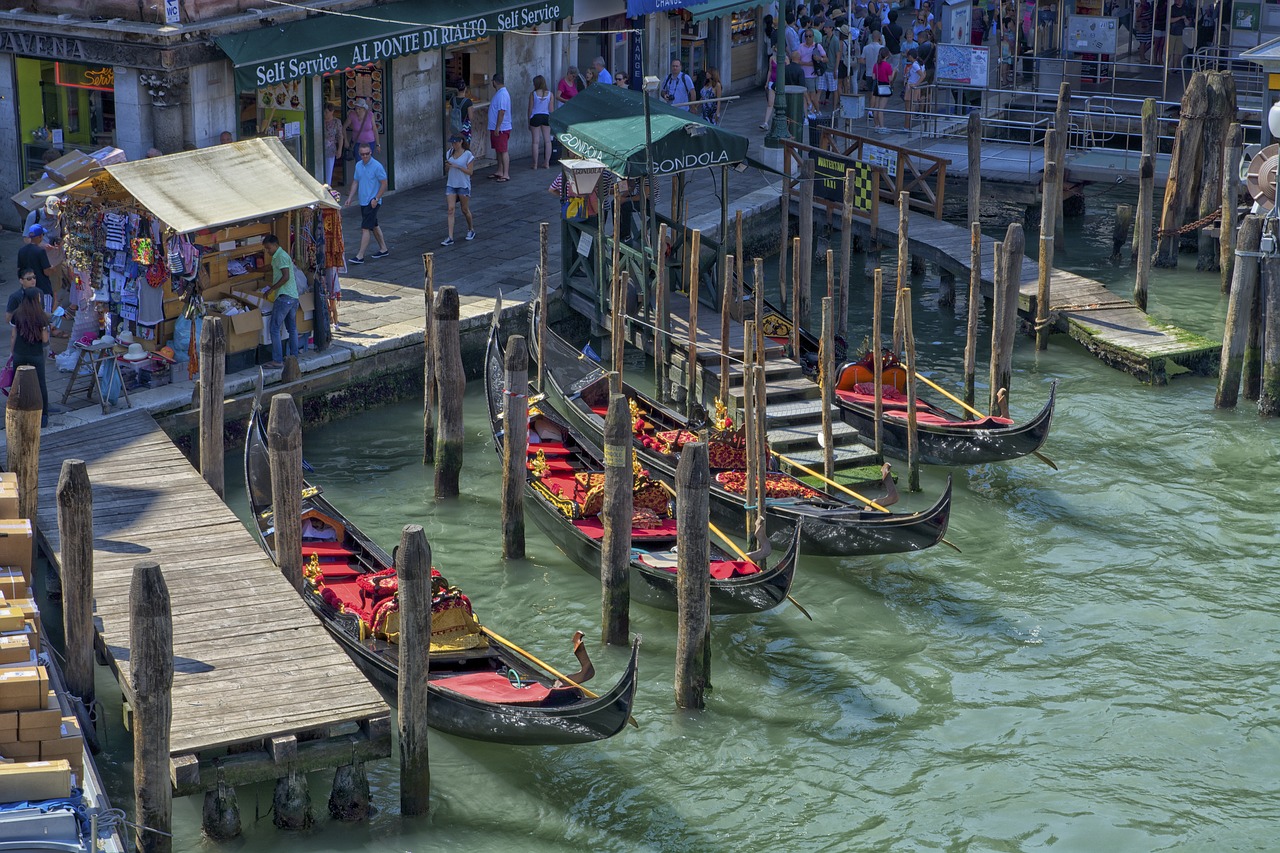 Image - gondolas venice water italy