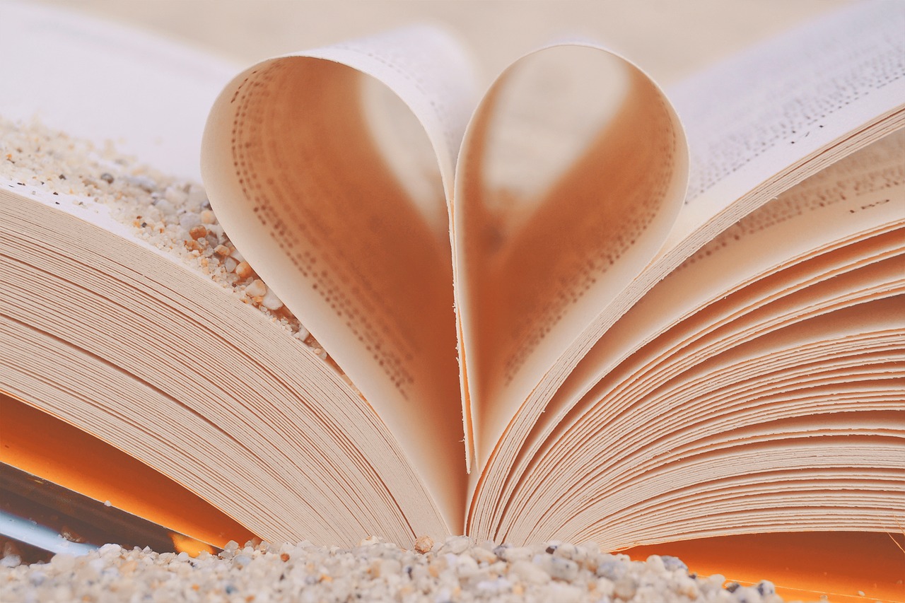 Image - book heart love grains sand sea