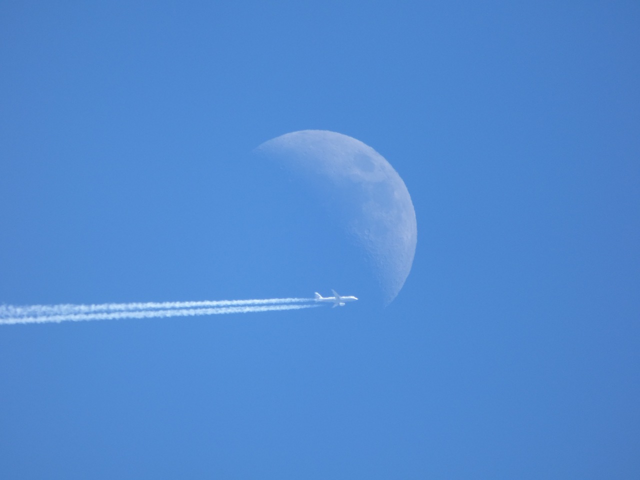 Image - moon plane sky flight blue