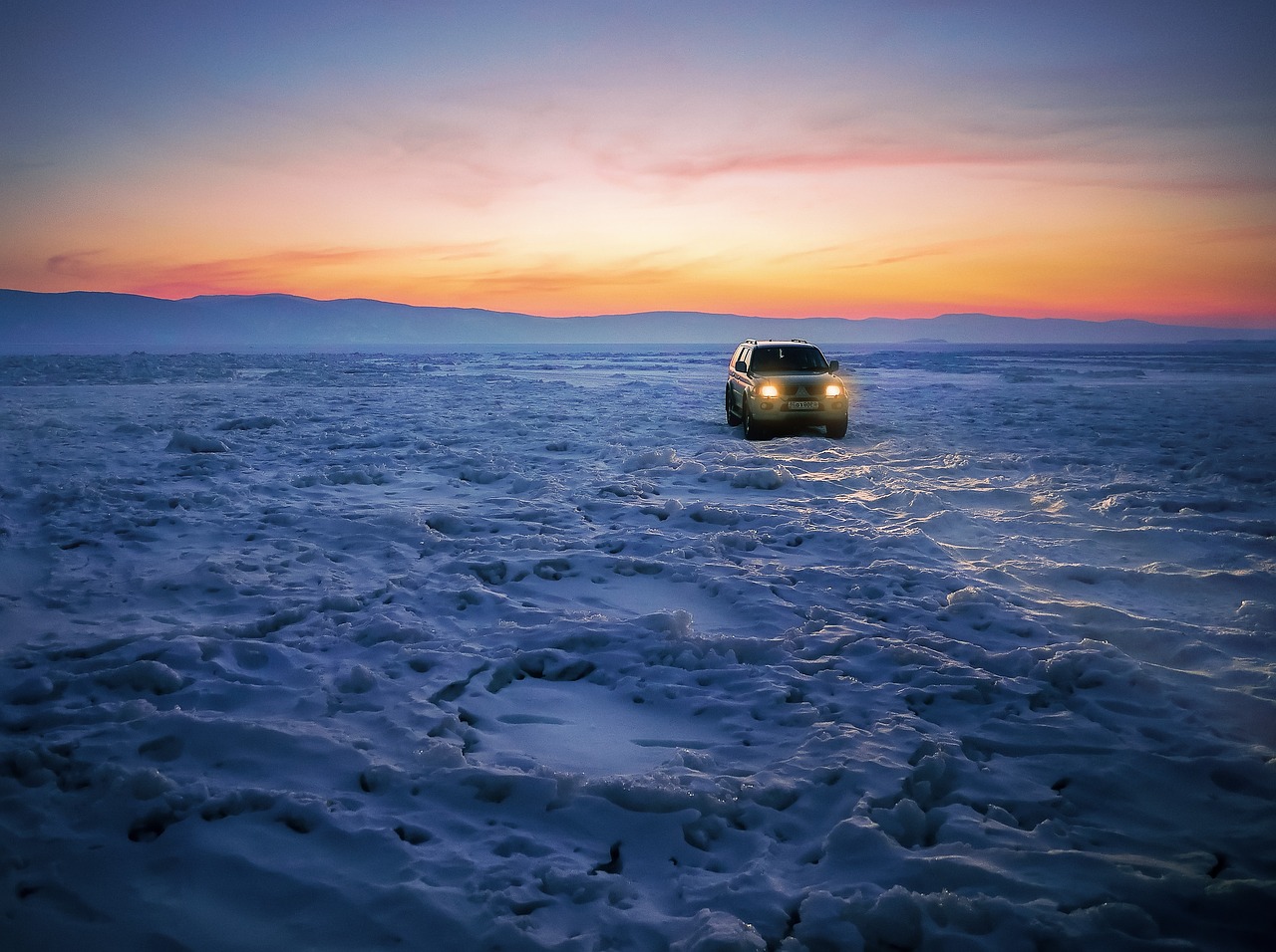 Image - baikalsee auto ice winter cold