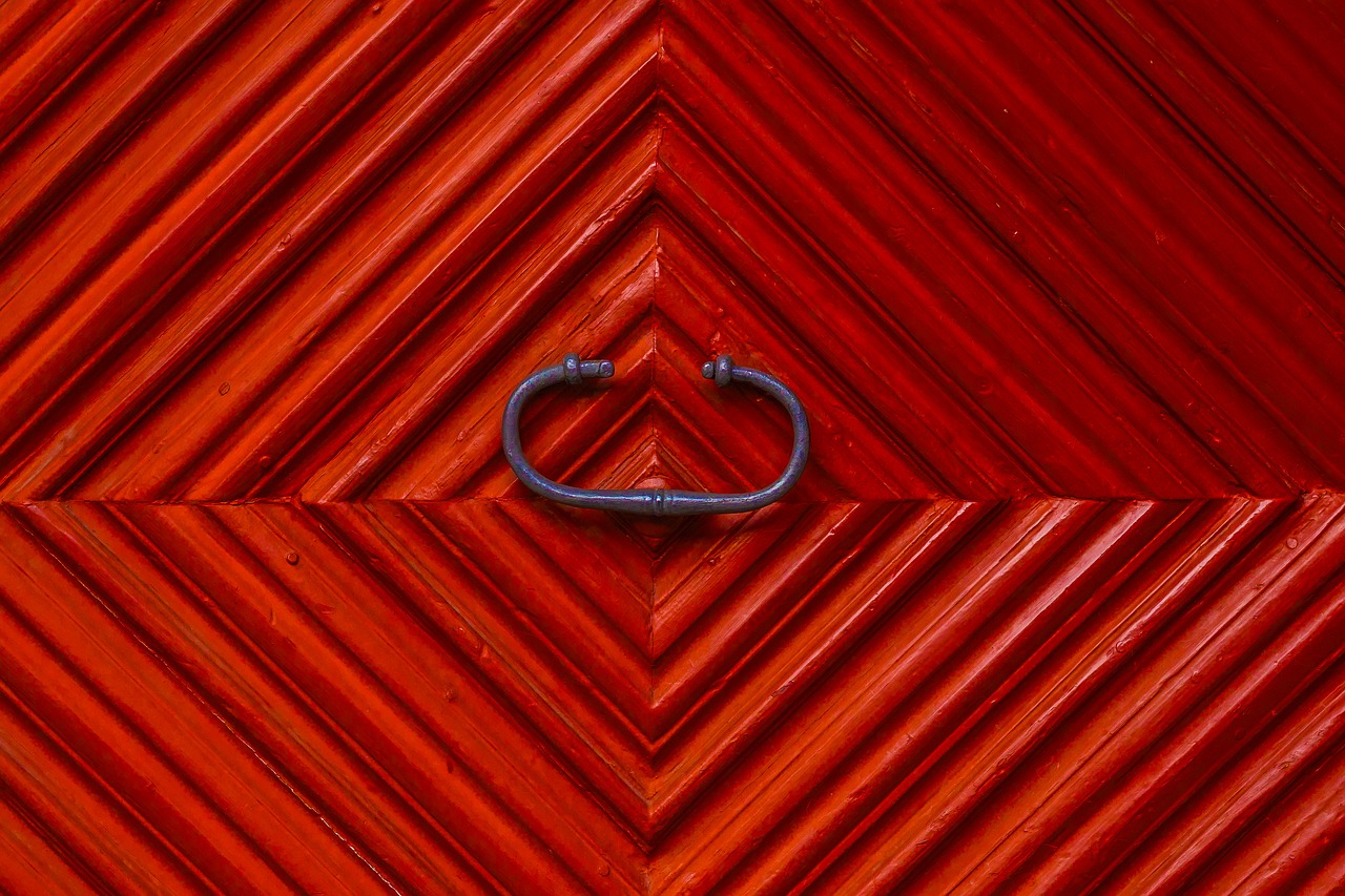Image - texture wood door red door knob
