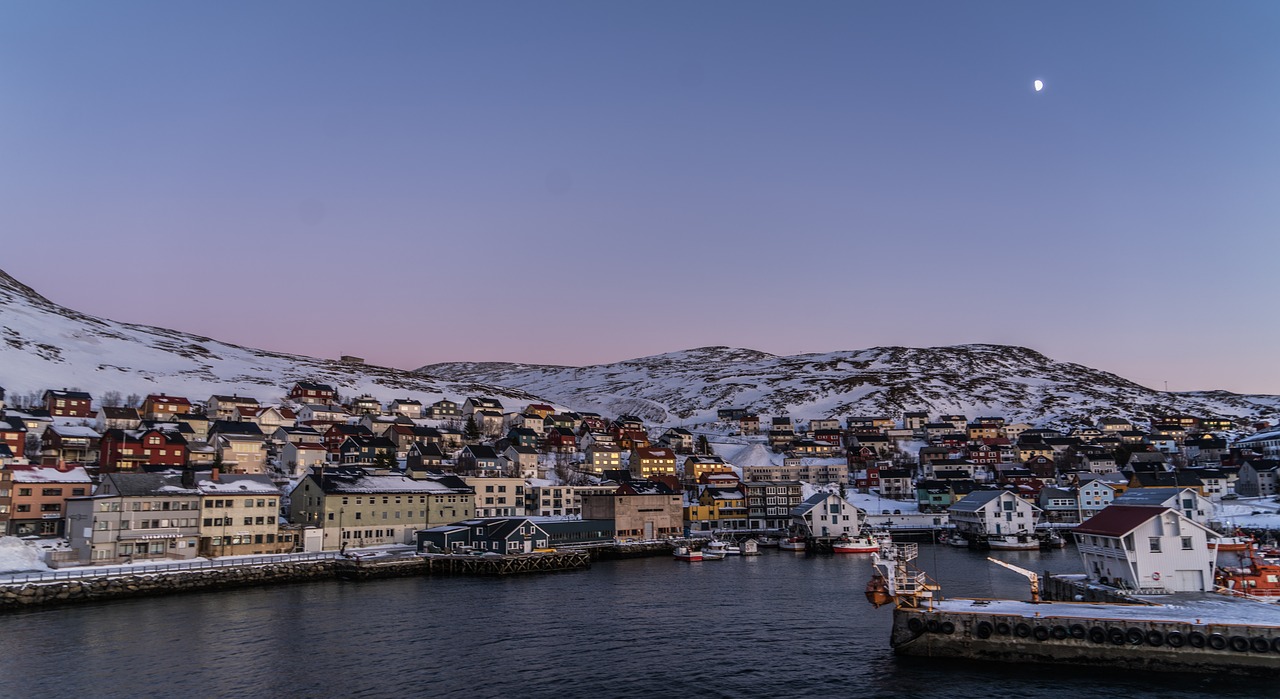 Image - norway sunset honningsvag coast sea