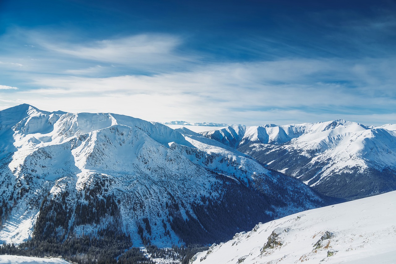 Image - mountains sky clouds winter snow