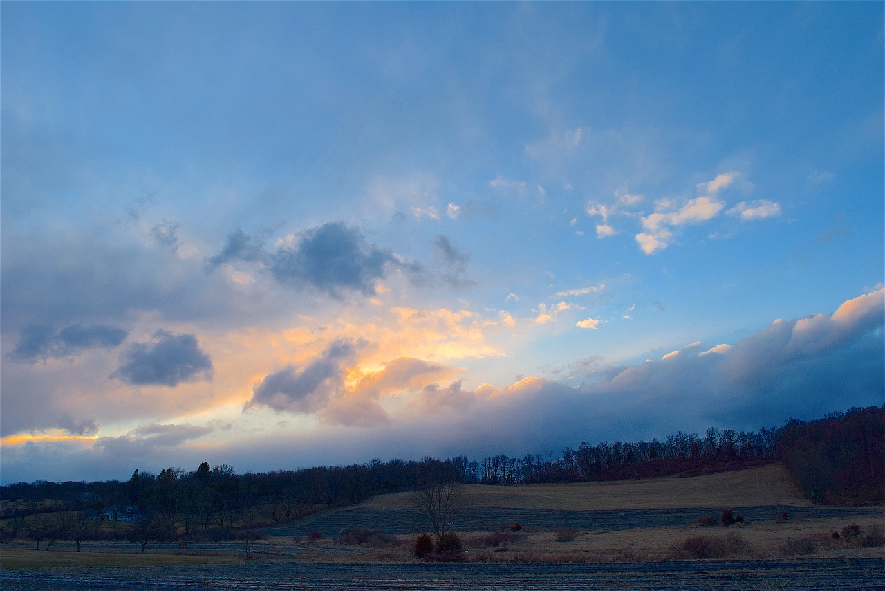 Image - sunset sky clouds blue landscape