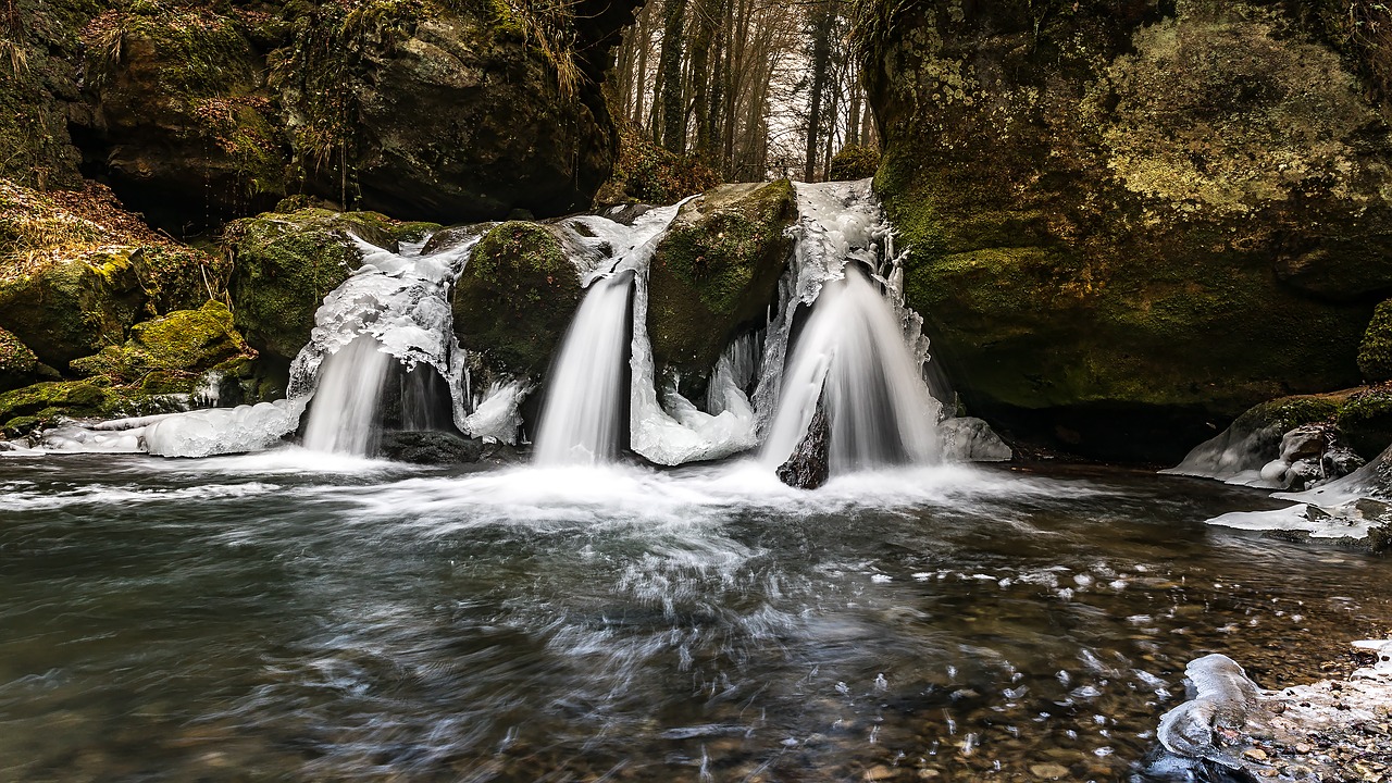 Image - ice winter water frozen waterfall