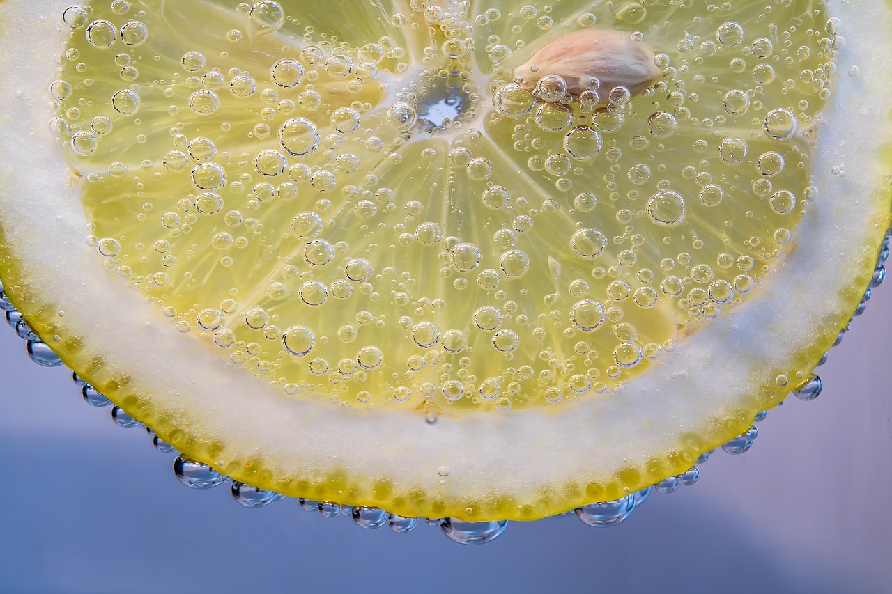 Image - slice of lemon lemon small bubbles