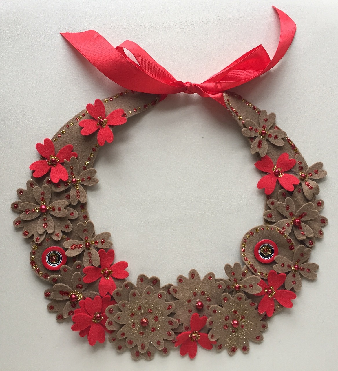 Image - necklace felt female red feast