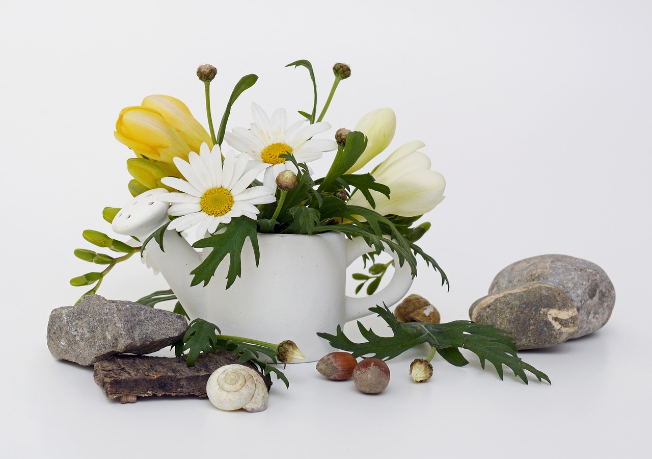 Image - watering can spring greeting freesia