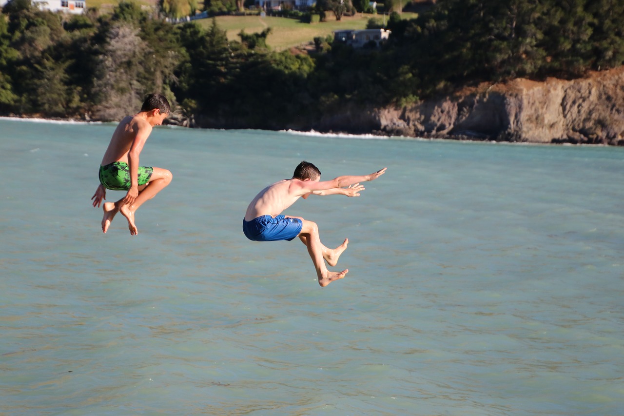Image - boys jumping child activity active