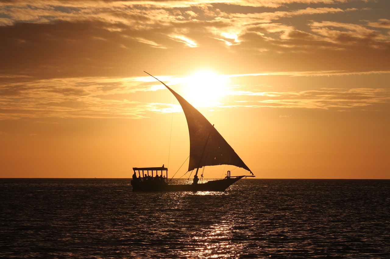 Image - sea boat sunset ocean water yacht