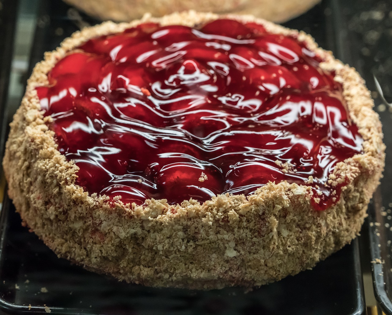Image - strawberries cake pie fruit food