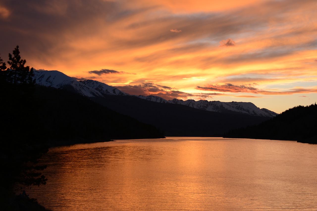 Image - sunset lake colorado orange sky