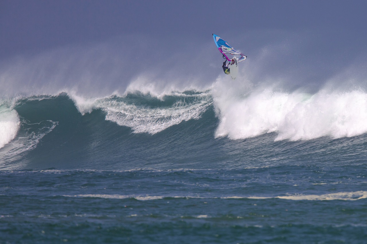 Image - wind surfing big waves spray power