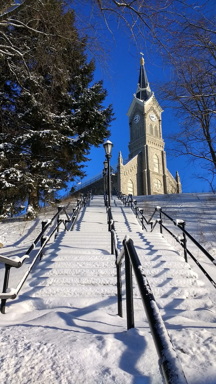 Image - church snow stairs port washington