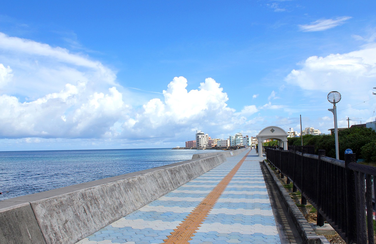 Image - blue sky sea seaside promenade