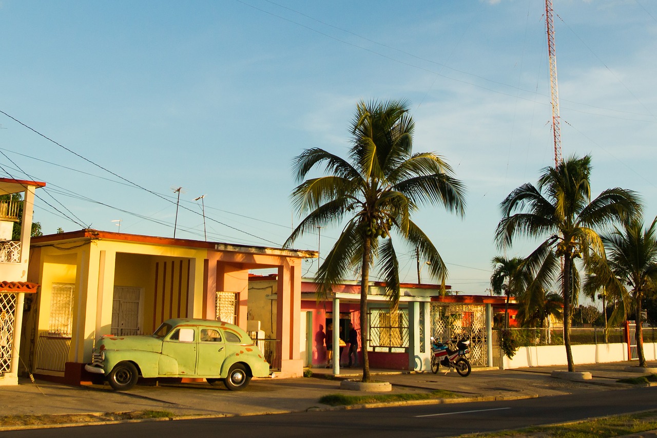 Image - cuba car palm view retro tourism