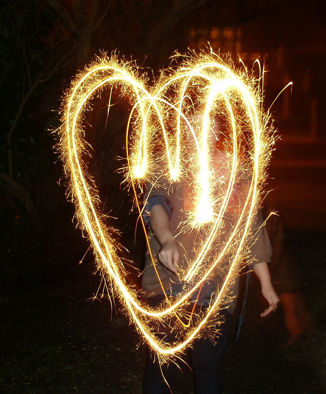 Image - heart fire sparkler love bright