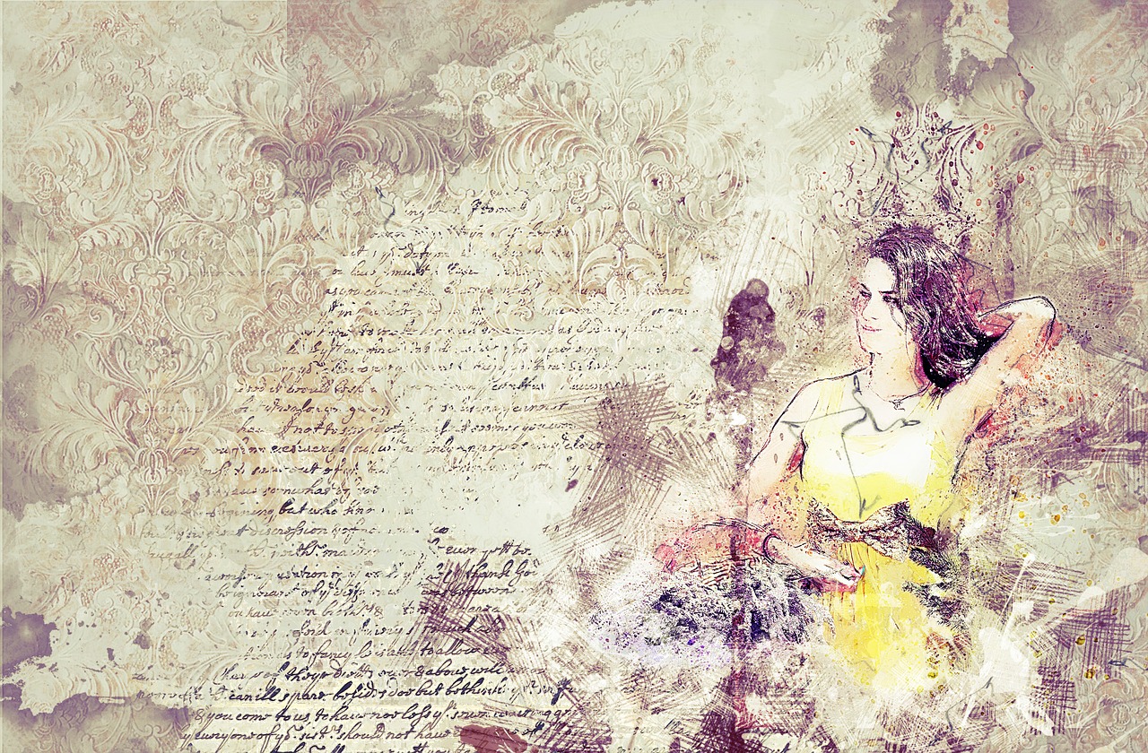 Image - woman dress yellow art abstract