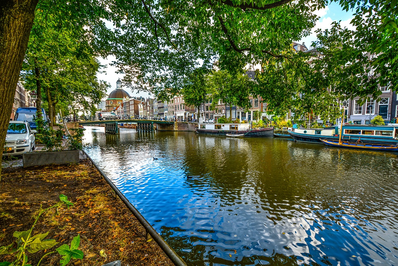 Image - amsterdam bridge canal shade tree