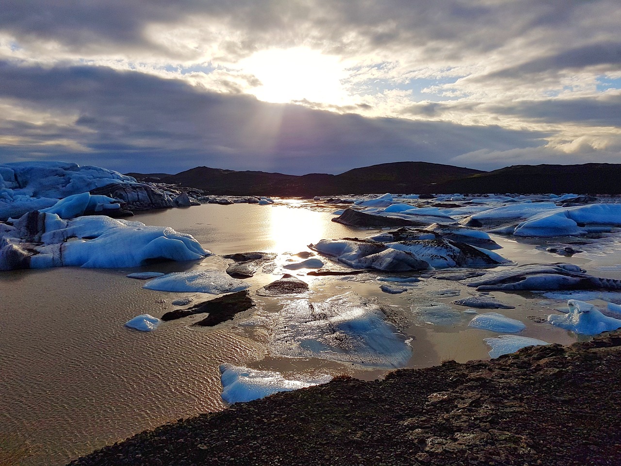 Image - sunset iceberg lagoon cloud ice