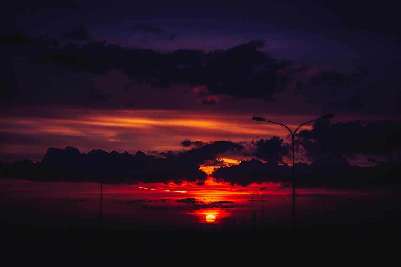 Image - sunset dusk sky clouds sun