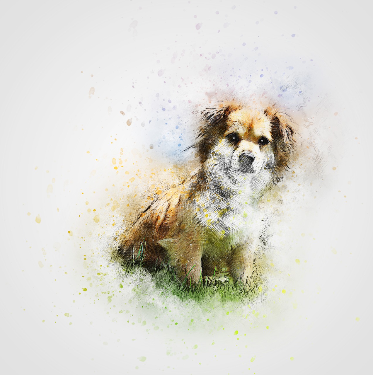 Image - dog cute pet animal grass art