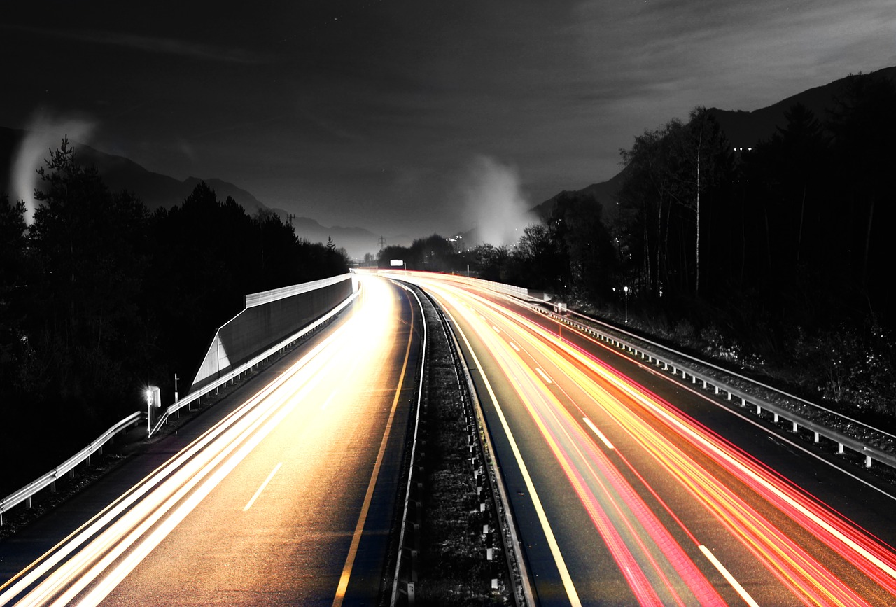 Image - highway long exposure autos road