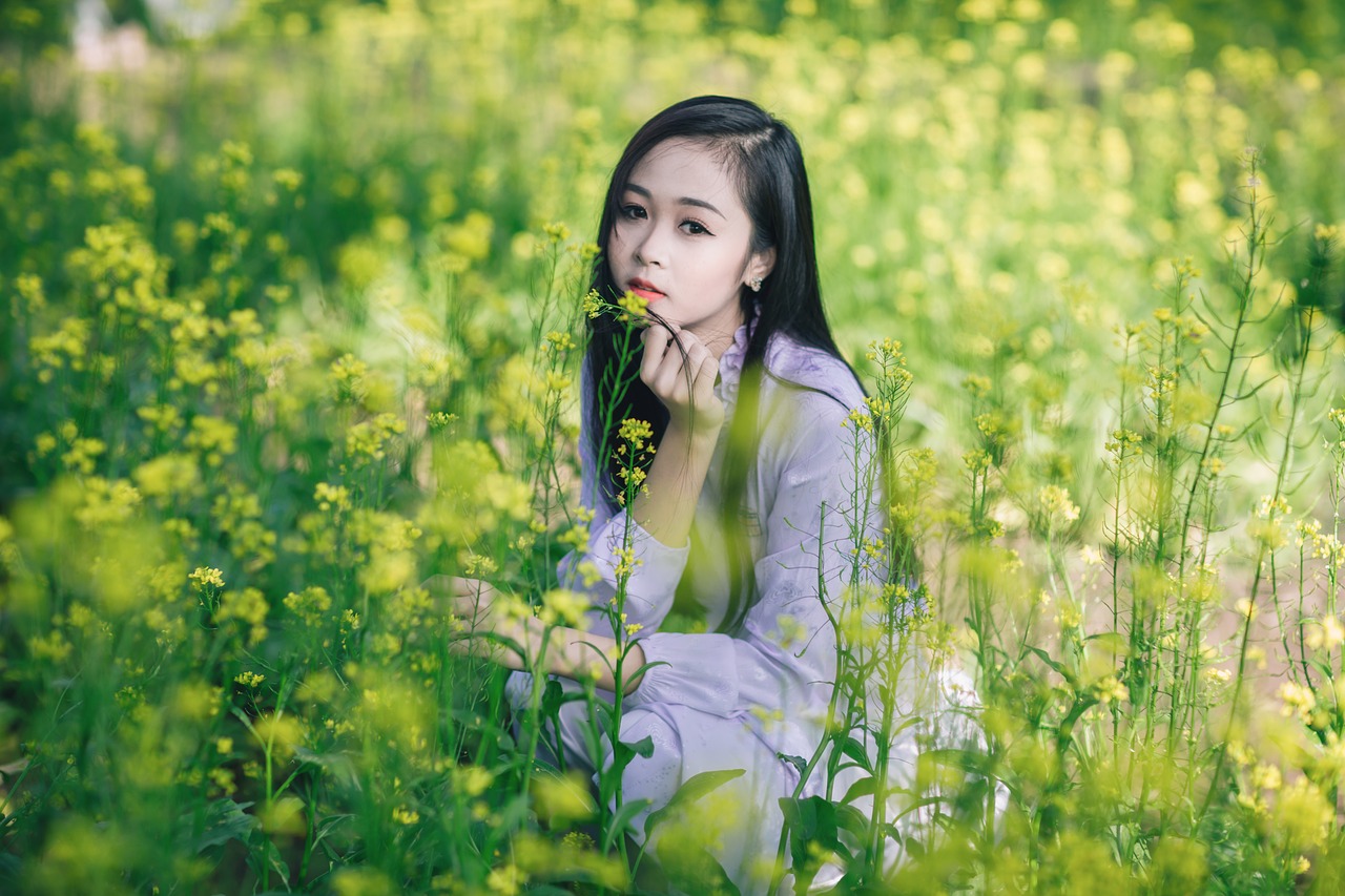 Image - girl garden flower nature