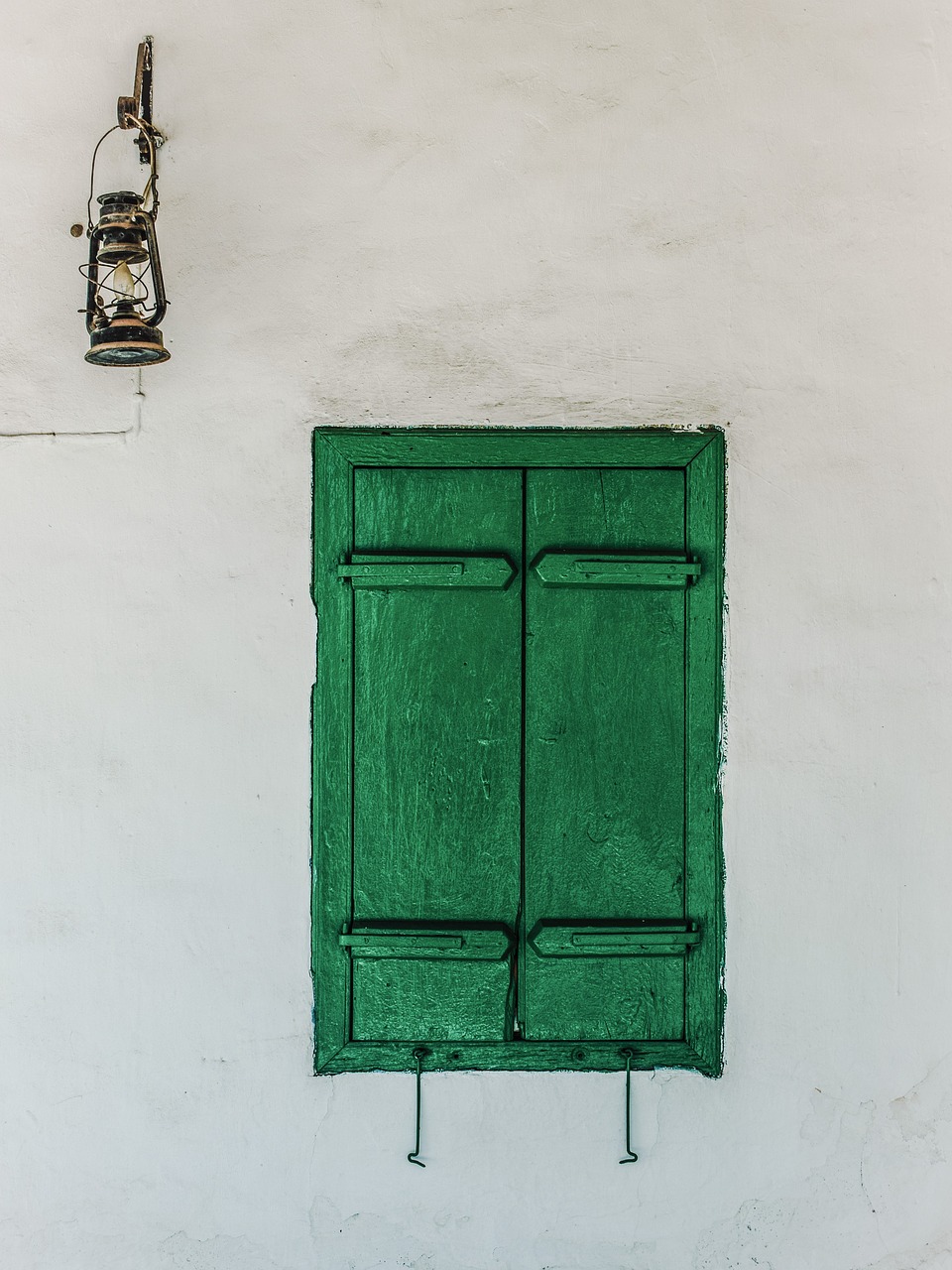 Image - window wooden green lamp village