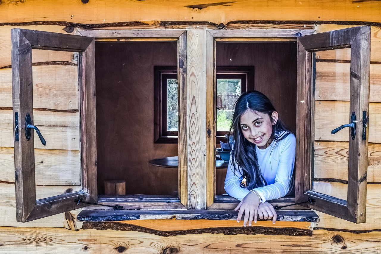 Image - girl window child playing