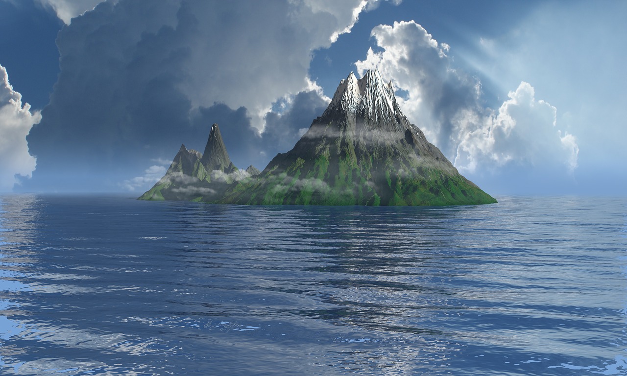 Image - island mist ocean nature landscape