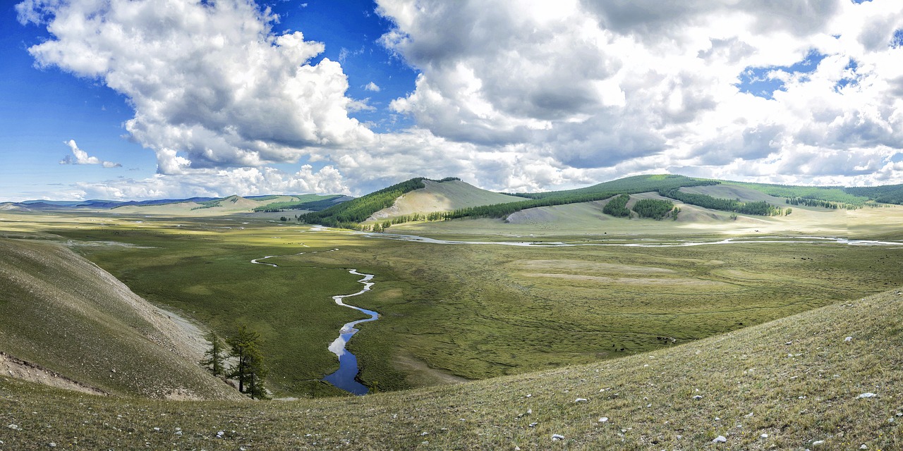 Image - landscape grandeur river meadow