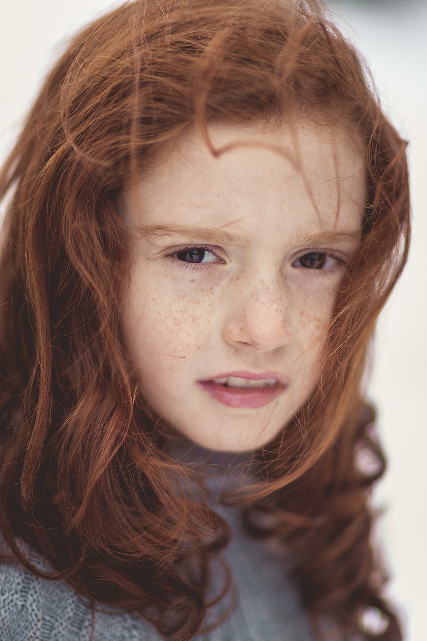 Image - child portrait girl freckles brown