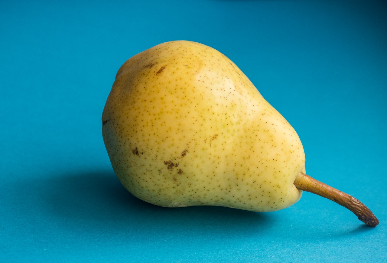 Image - pear fruit yellow blue turquoise