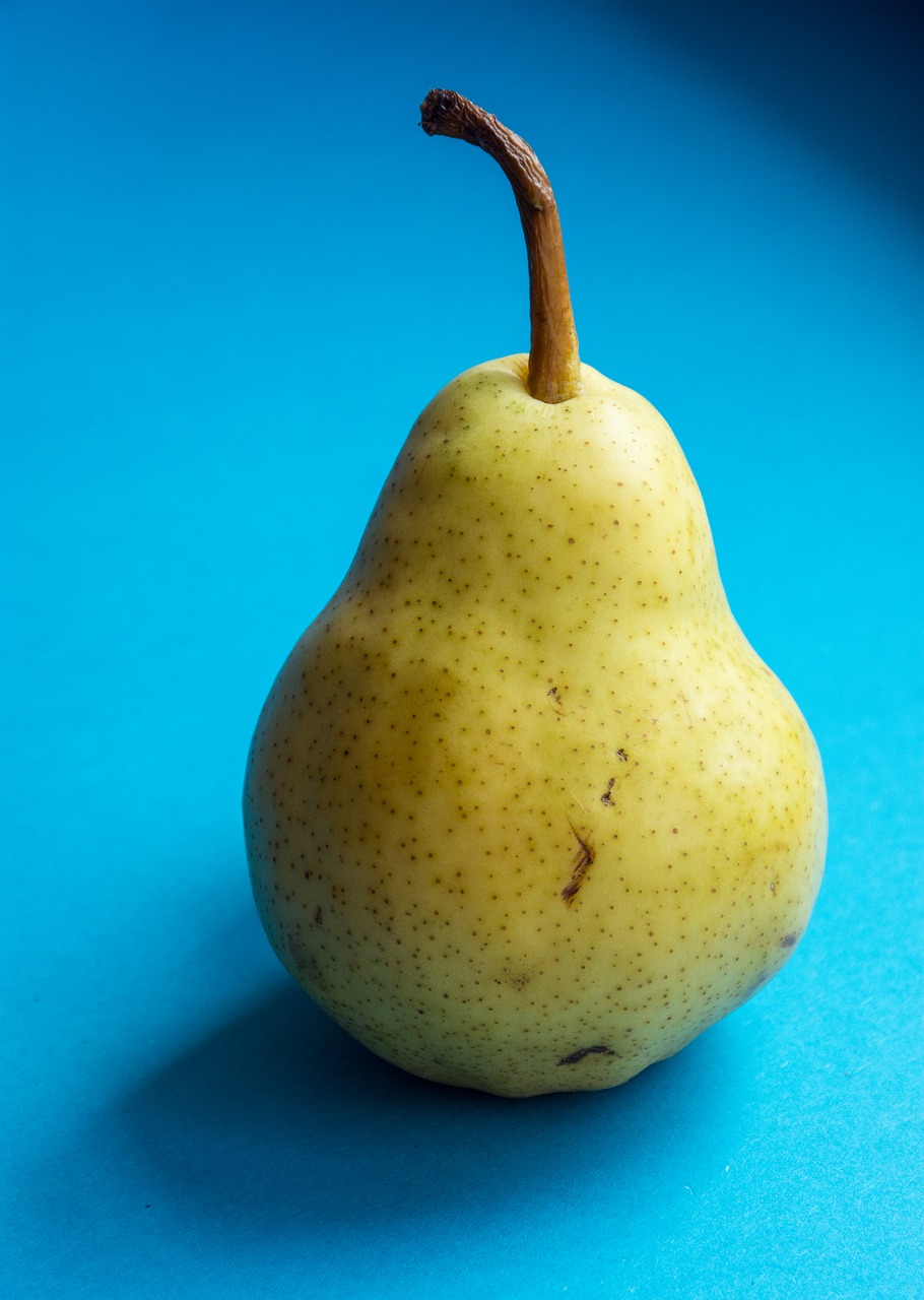 Image - pear fruit yellow blue turquoise