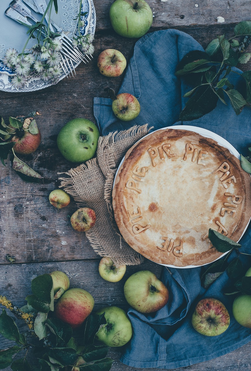 Image - pie tart apple flat lay food bake