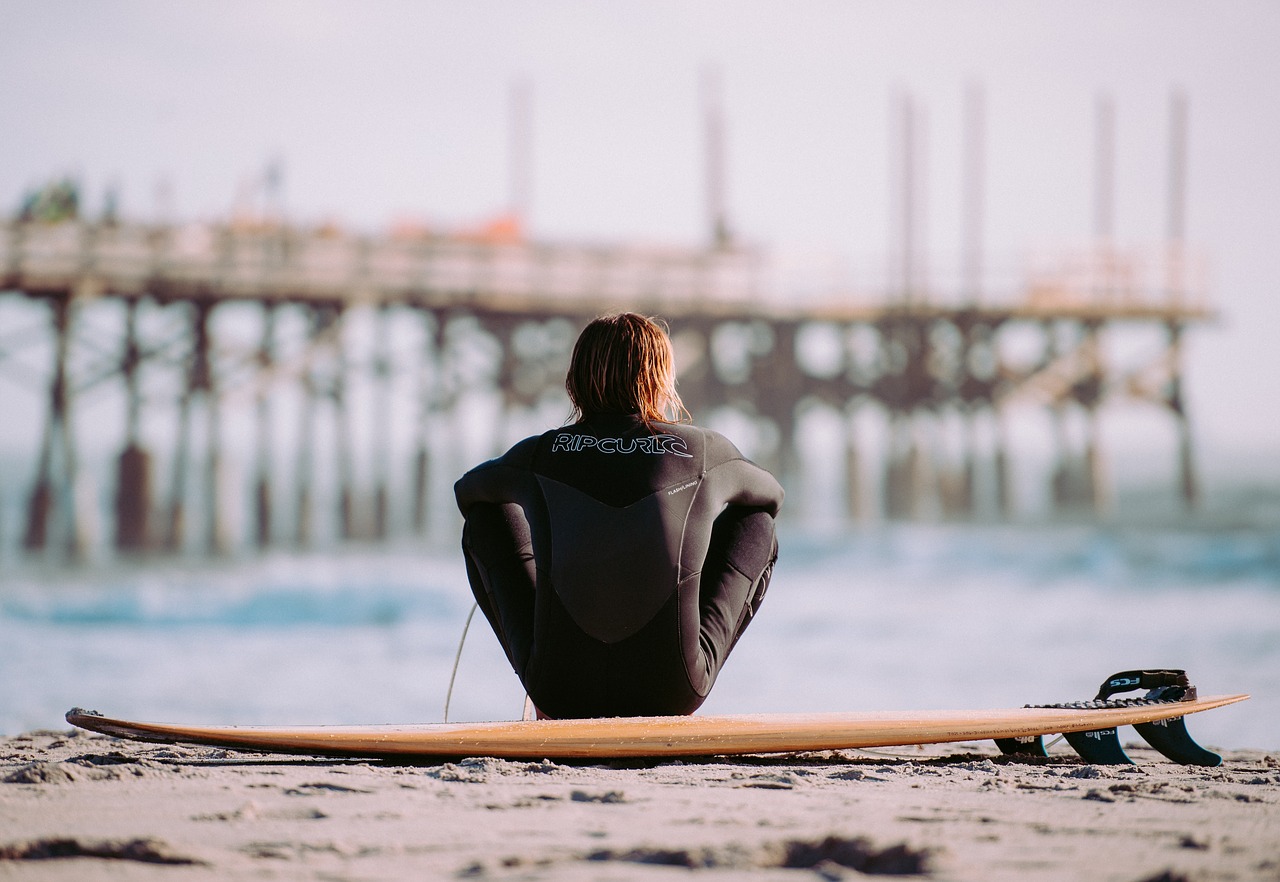 Image - surfer man guy male pier sand