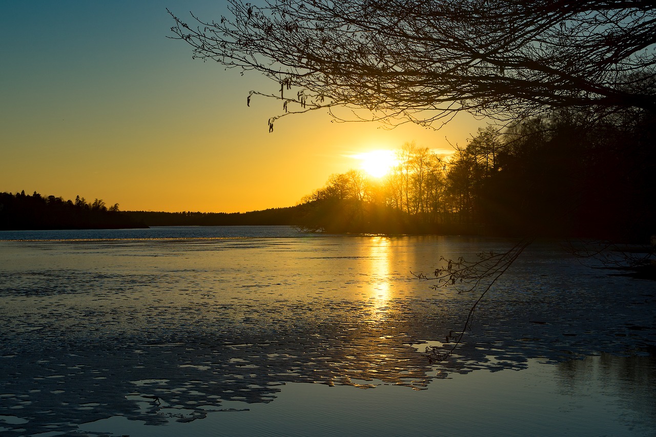 Image - sunset spring melting ice nature