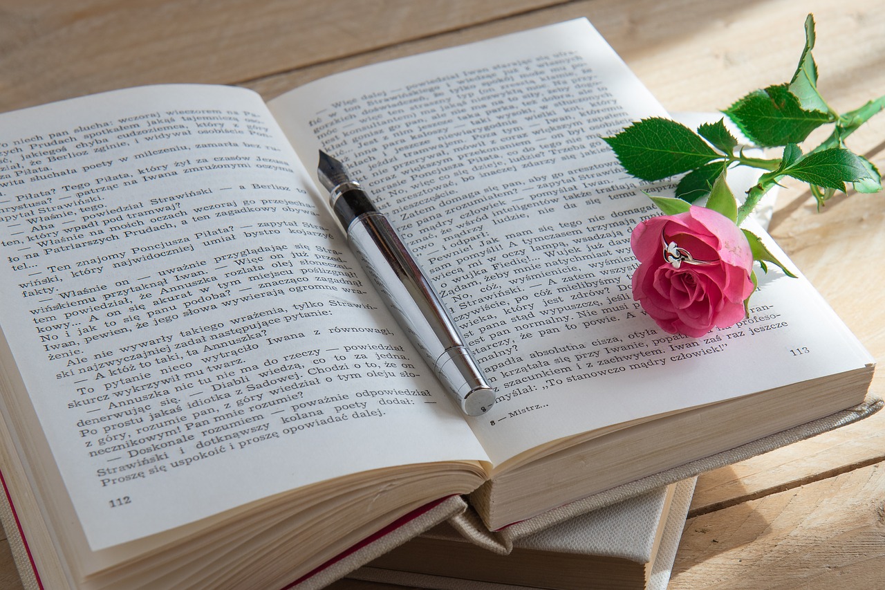 Image - book rose pen ring love romantic