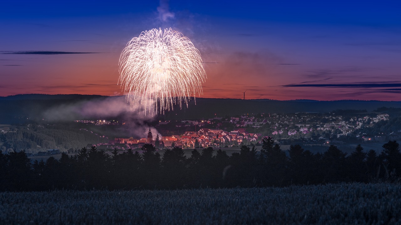 Image - fireworks city dornstetten night