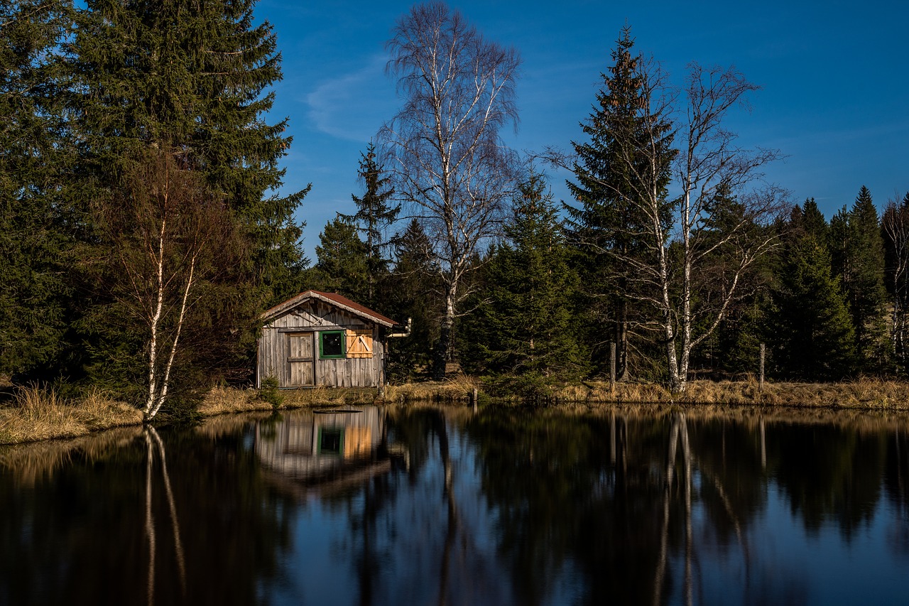 Image - hut lake water nature landscape