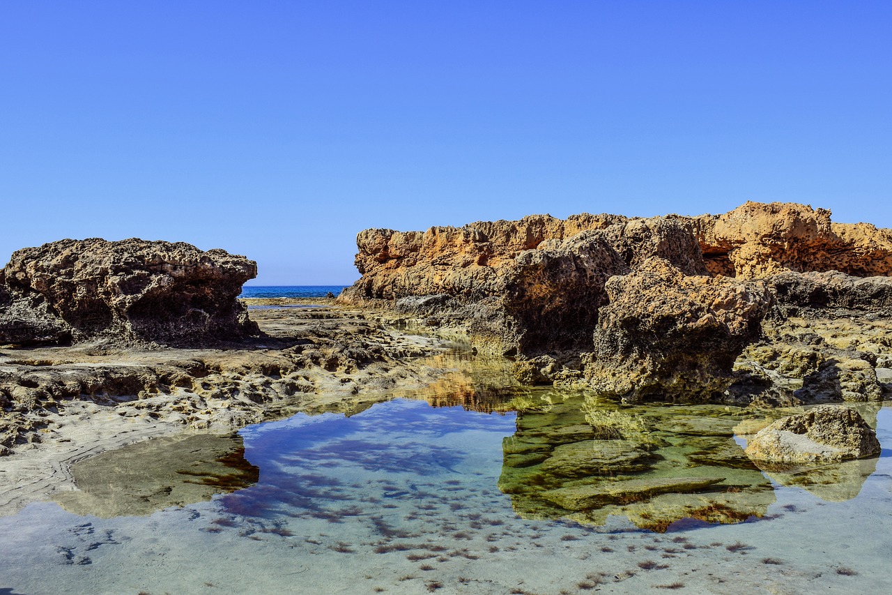 Image - rocky coast lagoon sea landscape