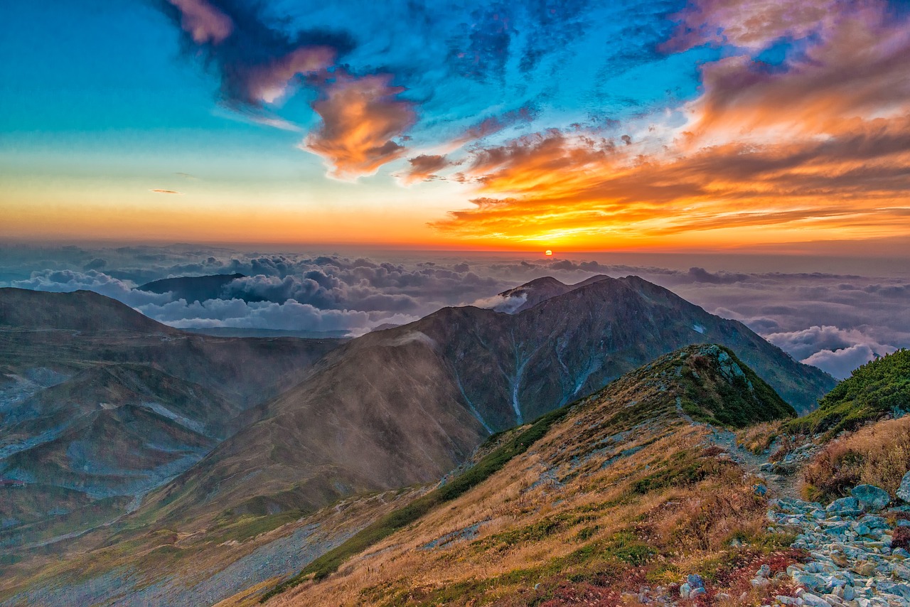 Image - sunset mountain autumn tateyama